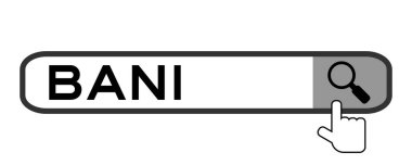 BANI (Kırılgan, Kaygılı, doğrusal olmayan ve anlaşılmaz) sözcük ile arama pankartı beyaz arkaplanda büyüteç simgesi