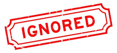 Grunge kırmızısı beyaz arka planda lastik mühür kelimesini görmezden geldi.