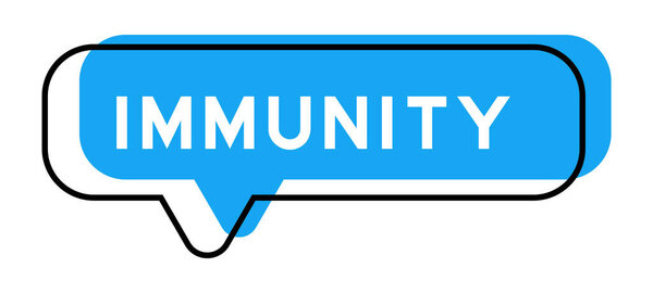 Speech banner and blue shade with word immunity on white background