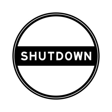 Siyah renkli mühür etiketi beyaz arkaplanda kelime kapatma ile