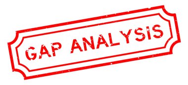 Grunge kırmızı boşluk analiz kelimesi beyaz arkaplanda lastik mühür damgası