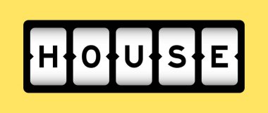 Sarı arkaplanlı slot pankartıyla sözcük evindeki siyah renk