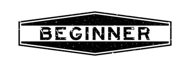 Grunge siyah acemi kelime altıgen lastik mühür beyaz arka planda