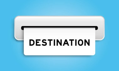 Mavi arkaplandaki makineden kelime hedefine sahip beyaz kupon pankartı