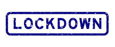 Grunge mavi kilit kelime kare lastik mühür beyaz arka planda