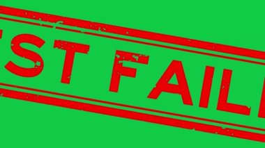 Grunge red test failed word square rubber seal stamp zoom on green background