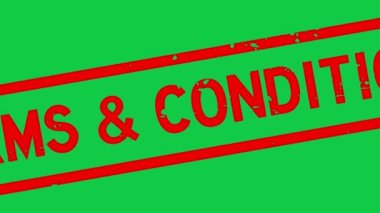 Grunge red terms and conditions word square rubber seal stamp zoom on green background