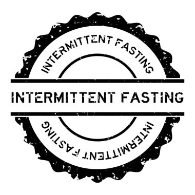 Grunge siyah aralıklı oruç kelime yuvarlak lastik mühür beyaz arka plan
