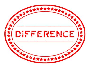 Grunge red difference word oval rubber seal stamp on white background