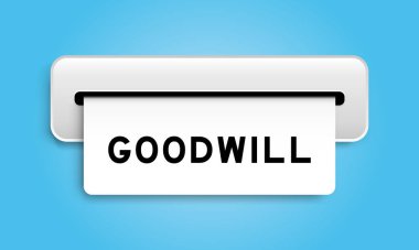 White coupon banner with word goodwill from machine on blue color background