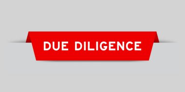 Red color inserted label with word due diligence on gray background