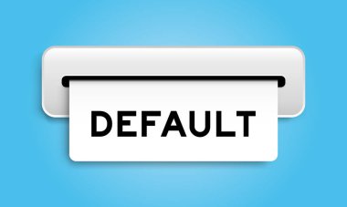 White coupon banner with word default from machine on blue color background