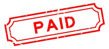 Grunge kırmızı ödemeli beyaz arka planda lastik mühür