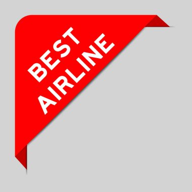 Red color of corner label banner with word best airline on gray background