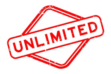 Grunge kırmızı sınırsız kelime beyaz arka planda lastik mühür