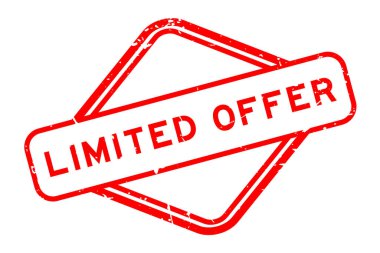 Grunge red limited offer word rubber seal stamp on white background