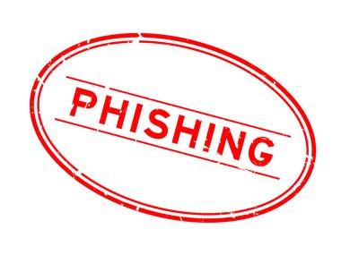 Grunge red phishing word oval rubber seal stamp on white background
