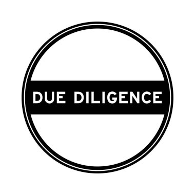 Black color round seal sticker in word due diligence on white background