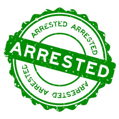 Grunge yeşil kelime beyaz arka planda lastik mühür yuvarlak