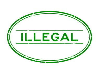 Grunge yeşil kelime oval lastik mühür beyaz arka planda