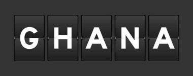 Gri arkaplanda ghana sözcüğüyle siyah renk analog çevirme tahtası