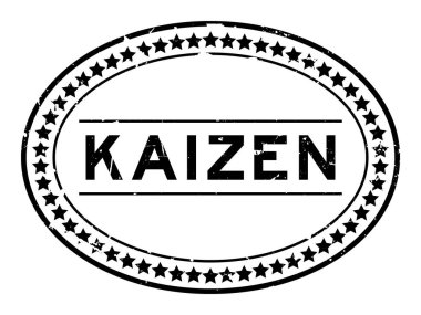 Grunge black kaizen word oval rubber seal stamp on white background