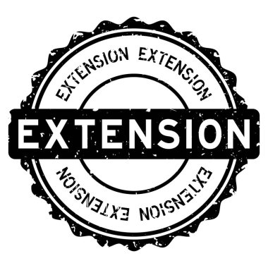 Grunge black extension word round rubber seal stamp on white background