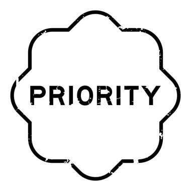 Grunge black priority word rubber seal stamp on white background
