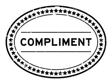 Grunge black compliment word oval rubber seal stamp on white background