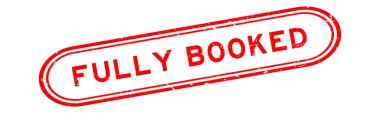 Grunge red fully booked word rubber seal stamp on white background