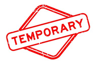 Grunge red temporary word rubber seal stamp on white background