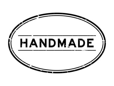 Grunge siyah el yapımı kelime oval lastik mühür damgası beyaz arka plan üzerinde