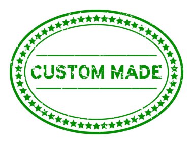 Grunge green custom made word oval rubber seal stamp on white background