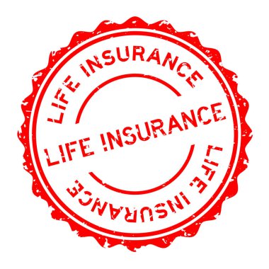 Grunge red life insurance word round rubber seal stamp on white background