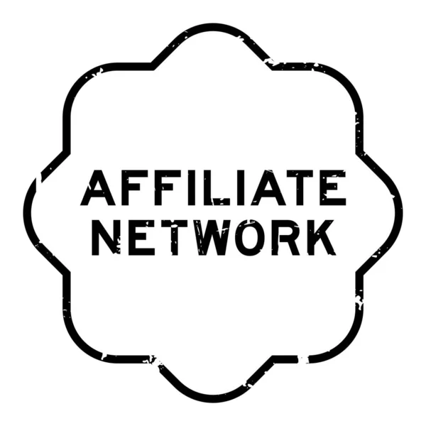 Grunge Black Affiliate Network Word Seal Stamp White Background — Stockvector