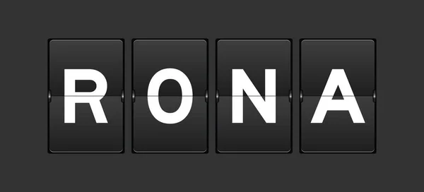 Black Color Analog Flip Board Word Rona Abbreviation Return Net — Vetor de Stock