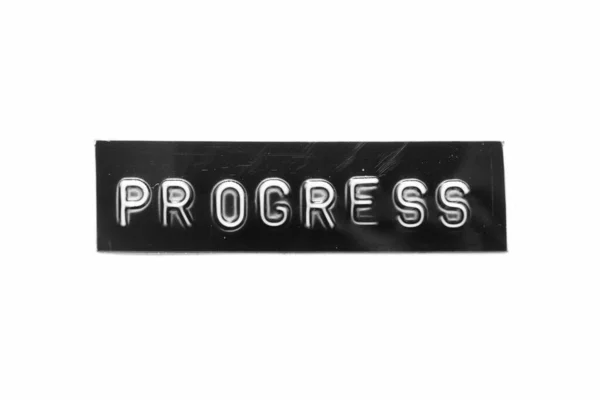 Банер Чорного Кольору Який Має Рельєфну Літеру Словом Прогрес Фоні — стокове фото