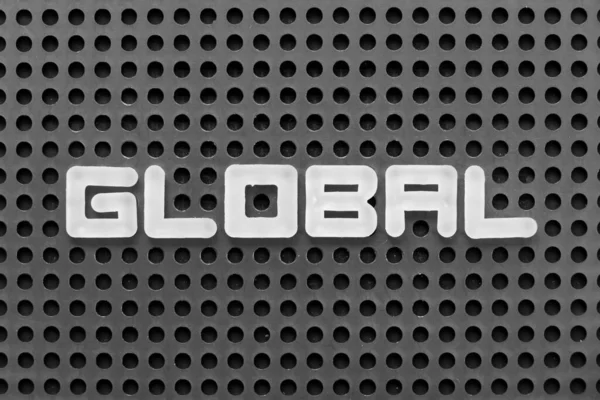 Weißer Buchstabe Wort Global Auf Schwarzem Wirbeltafelhintergrund — Stockfoto