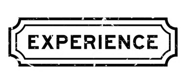 Grunge siyah deneyim kelime beyaz arka planda lastik mühür