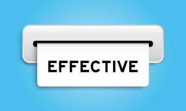 Mavi arkaplandaki makineden etkili kelime içeren beyaz kupon pankartı