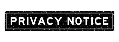 Grunge siyah mahremiyet uyarısı beyaz arkaplanda kare kauçuk mühür damgası