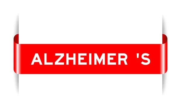 Červená Barva Vložený Štítek Banner Slovo Alzheimer Bílém Pozadí — Stockový vektor
