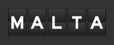 Gri arkaplanda malta sözcüğüyle siyah renk analog çevirme tahtası