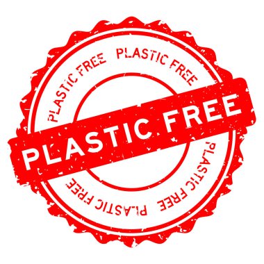 Grunge kırmızı plastik özgür kelime yuvarlak lastik mühür beyaz arka planda