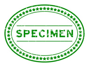 Grunge yeşil kelime oval lastik mühür beyaz arka planda