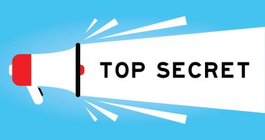 Mavi arkaplanda çok gizli sözcüğü beyaz pankartta olan renk megafonu simgesi