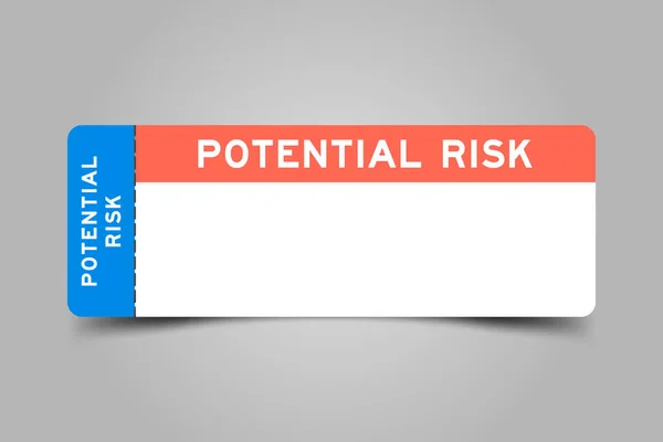Blauw Oranje Kleur Ticket Met Woord Potentiële Risico Witte Kopieerruimte — Stockvector