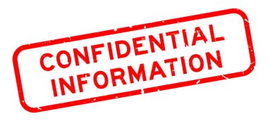 Grunge kırmızı gizli bilgi sözcüğü beyaz arkaplanda kauçuk mühür