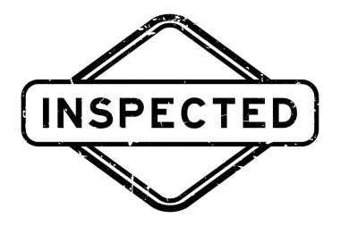 Grunge siyah denetlenmiş beyaz arka planda lastik mühür mührü