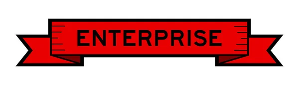 白い背景に赤い色で単語エンタープライズとリボンラベルバナー — ストックベクタ